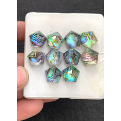 High Quality Natural Abalone Shell Pearl and Crystal Doublet Rose Cut Hexagon Shape Cabochons Gemstone For Jewelry